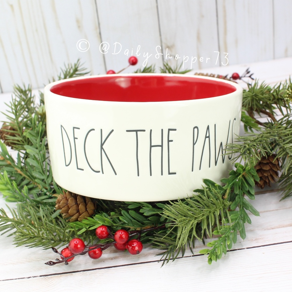 Rae Dunn "Deck the Paws" 6-inch Pet Bowl